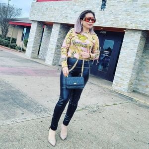 High Waist faux Leather Leggings Vegan Black Lined